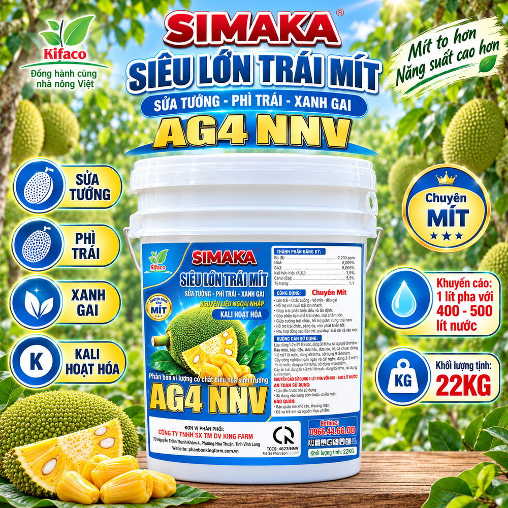 PHÂN BÓN SIMAKA - SIÊU LỚN TRÁI MÍT (22KG) (OKF105) PHÂN BÓN SIMAKA - SIÊU LỚN TRÁI MÍT (22KG) (OKF105)